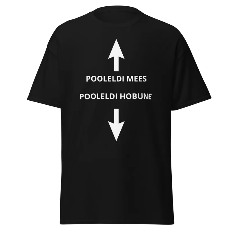 T-särk - POOLELDI MEES, POOLELDI HOBUNE vaade 2